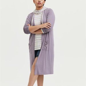 torrid Dusty Lavender Long Open-Front Cardigan
